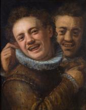 Two Laughing Men Self Portrait By Hans von Aachen
