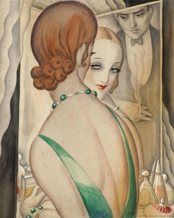 At the Mirror by Gerda Wegener | Oil Painting Reproduction