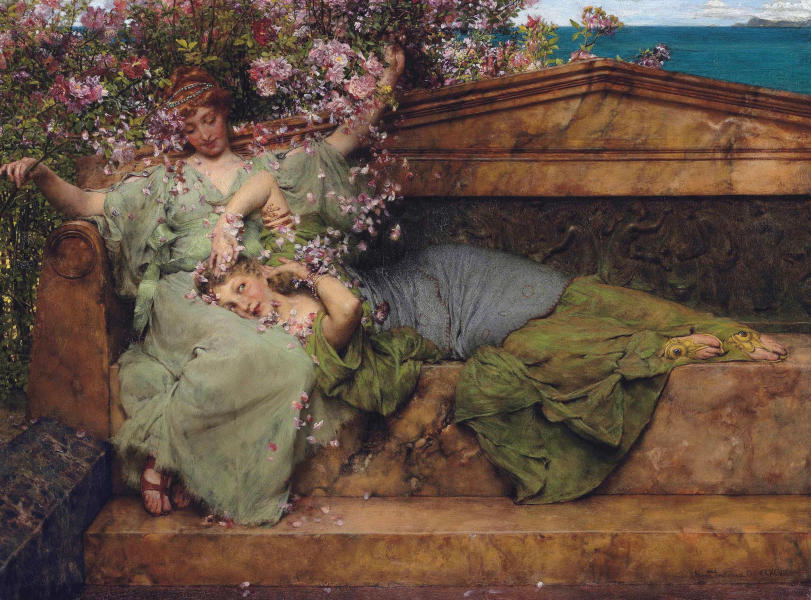 In a Rose Garden c1890 by Lawrence Alma Tadema | Oil Painting Reproduction