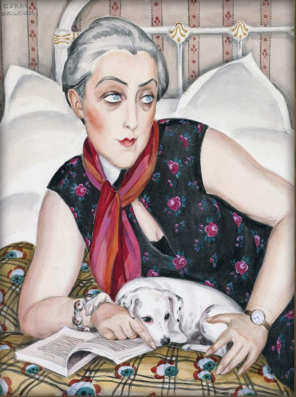 Portrait of Woman Reading with a Dog | Oil Painting Reproduction