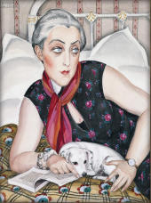 Portrait of Woman Reading with a Dog By Gerda Wegener