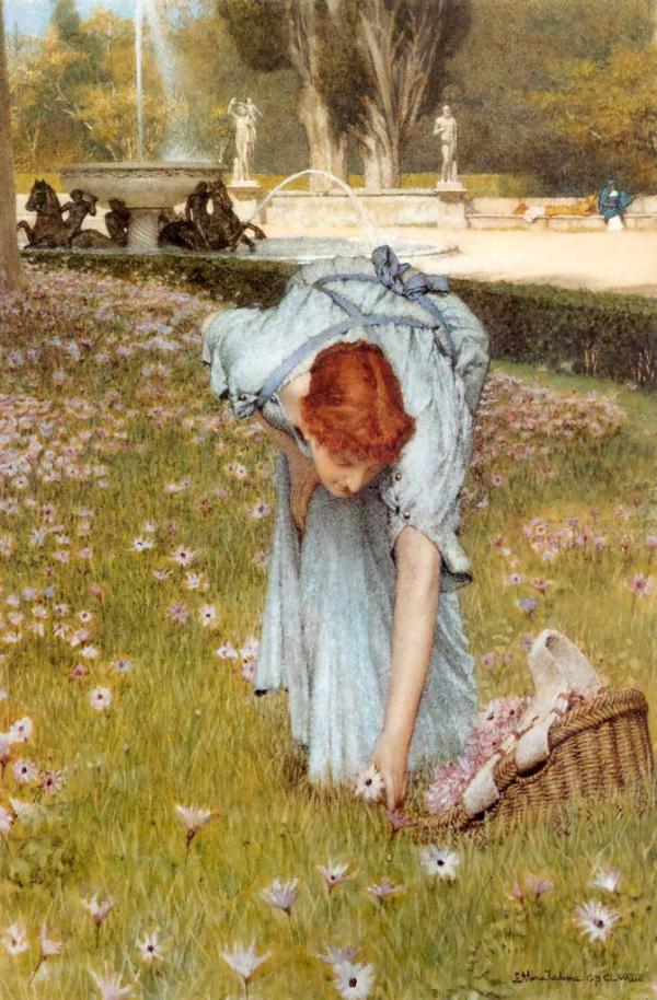 Spring in the Garden by Lawrence Alma Tadema | Oil Painting Reproduction