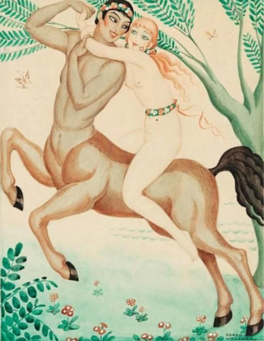 Young Woman Riding a Centaur by Gerda Wegener | Oil Painting Reproduction