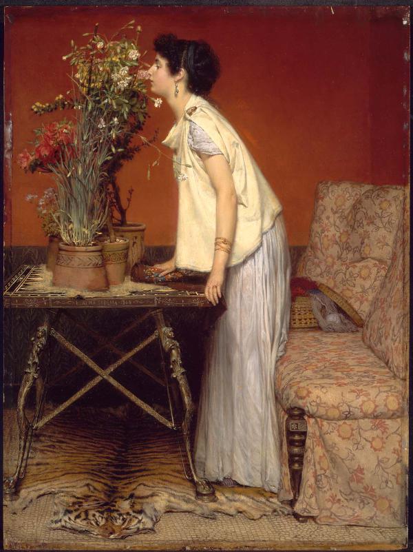 Woman and Flowers 1868 by Lawrence Alma Tadema | Oil Painting Reproduction