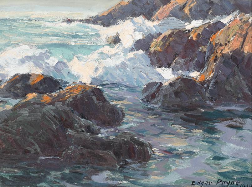 A Rocky Coastal Seascape by Edgar Alwin Payne | Oil Painting Reproduction