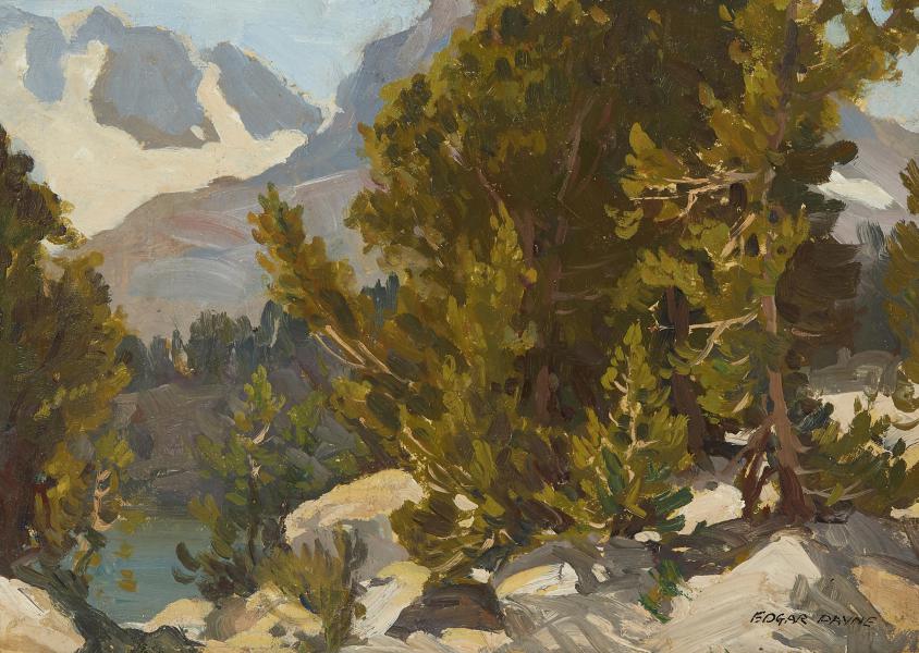 A View Down to a Sierra Lake | Oil Painting Reproduction