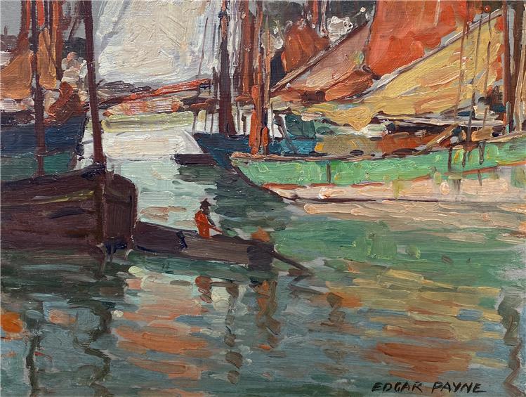 Brittany Boats with Dory c1920 | Oil Painting Reproduction