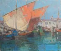 Italian Boats By Edgar Alwin Payne