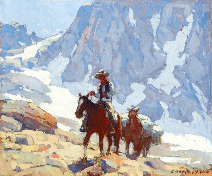 Rider and Pack Horse in the Sierras | Oil Painting Reproduction