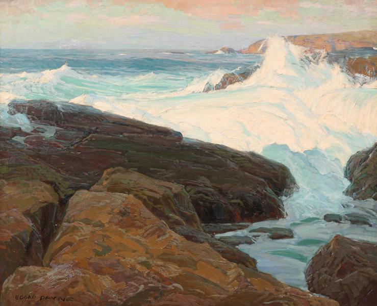 Rock and Waves on the California Coast | Oil Painting Reproduction