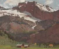 Swiss Mountain Scene By Edgar Alwin Payne