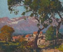 Swiss Village with Mountains By Edgar Alwin Payne