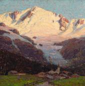 Village below Mont Blanc By Edgar Alwin Payne