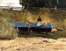 Boat On A Beach Queens cliff By Tom Roberts
