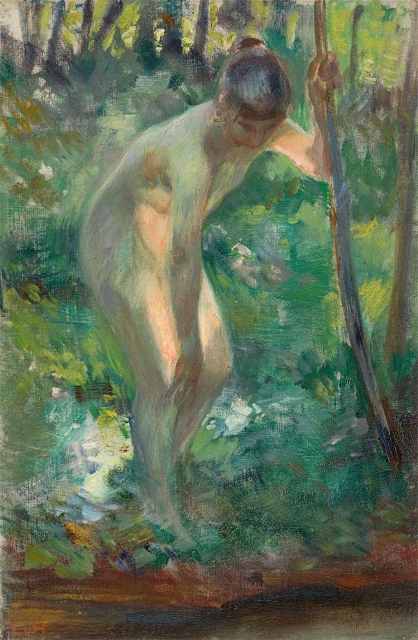 Female Nude by Ludwig von Hofmann | Oil Painting Reproduction