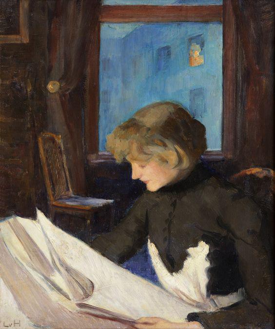 Newspaper Reading by Ludwig von Hofmann | Oil Painting Reproduction