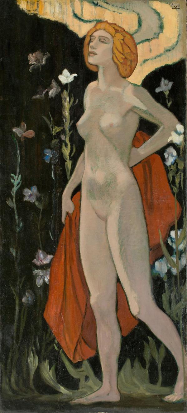 Stehender Weiblicher Akt by Ludwig von Hofmann | Oil Painting Reproduction