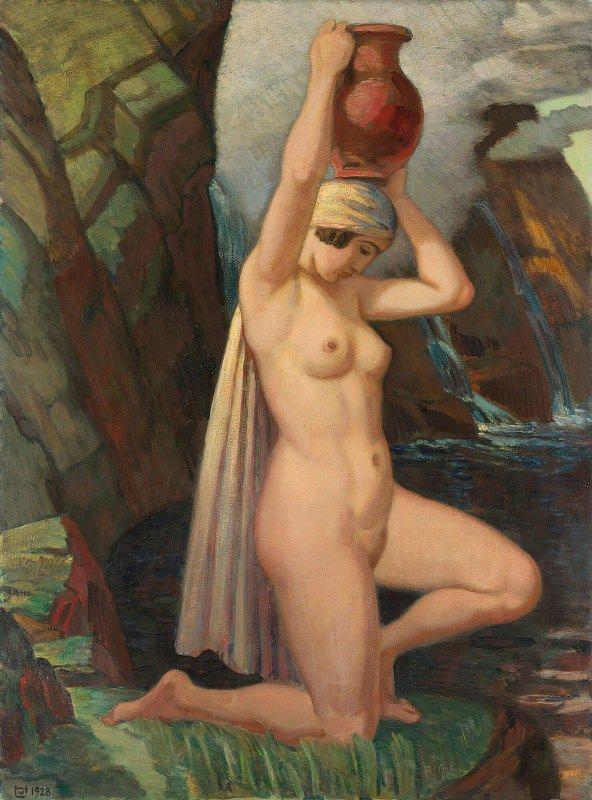 The Water Carrier 1928 by Ludwig von Hofmann | Oil Painting Reproduction