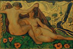 Two Nudes on the Italian Landscape By Ludwig von Hofmann