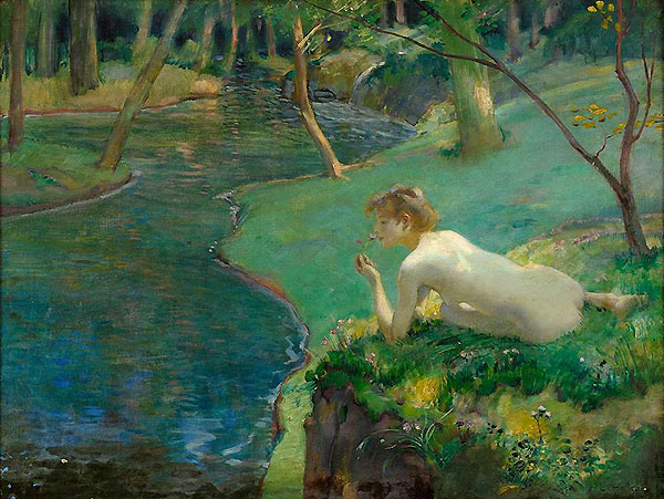 Water Nymph by Ludwig von Hofmann | Oil Painting Reproduction