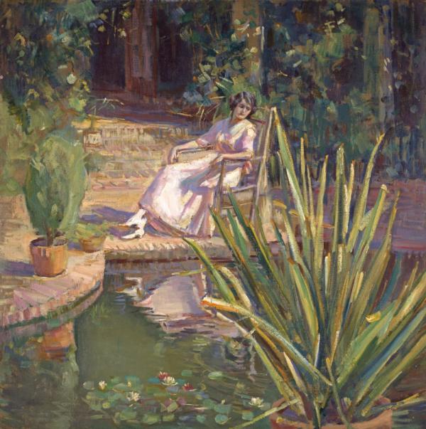 Garden Reflection c1925 by Donna Schuster | Oil Painting Reproduction