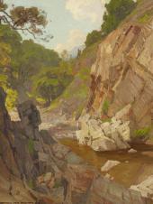 A Pool Beneath Canyon Walls By William Wendt