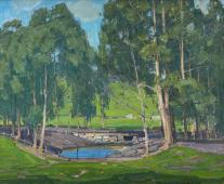Green Pastures and Pond By William Wendt