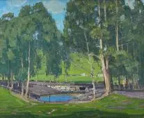 Green Pastures and Pond By William Wendt