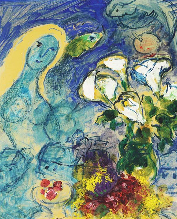Woman and a Vase by Marc Chagall | Oil Painting Reproduction