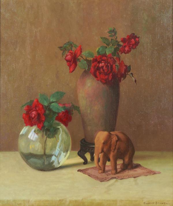 Still Life with Roses by Maurice Braun | Oil Painting Reproduction