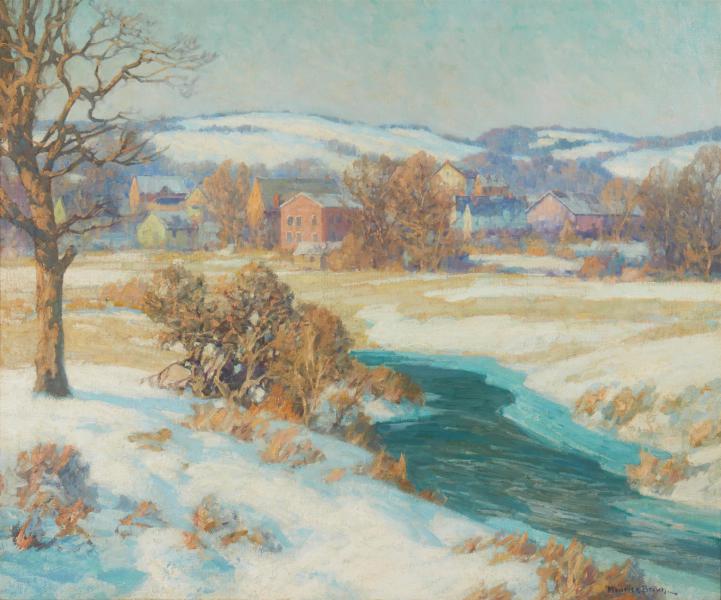 Village Brook in Winter by Maurice Braun | Oil Painting Reproduction