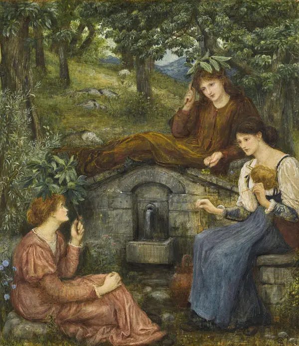 By a Clear Well within a Little Field 1883 By Marie Spartali Stillman
