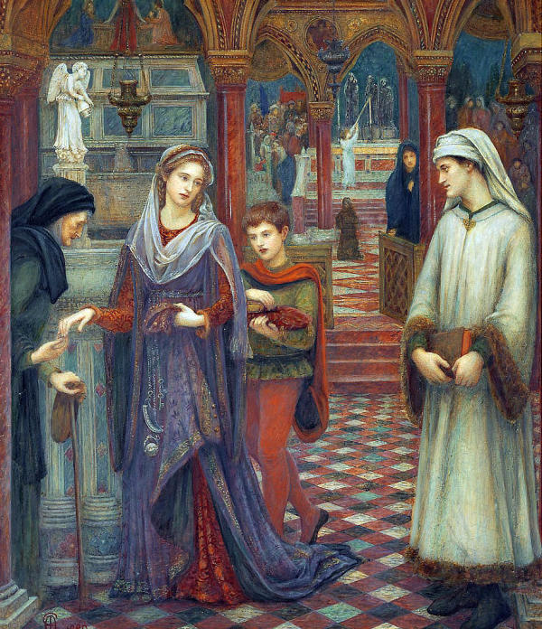 Dante and Beatrice by Marie Spartali Stillman | Oil Painting Reproduction
