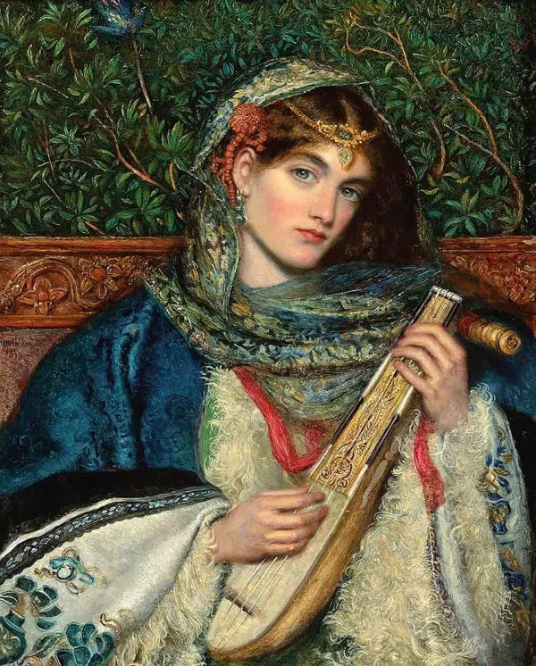 Girl Playing Music By Marie Spartali Stillman