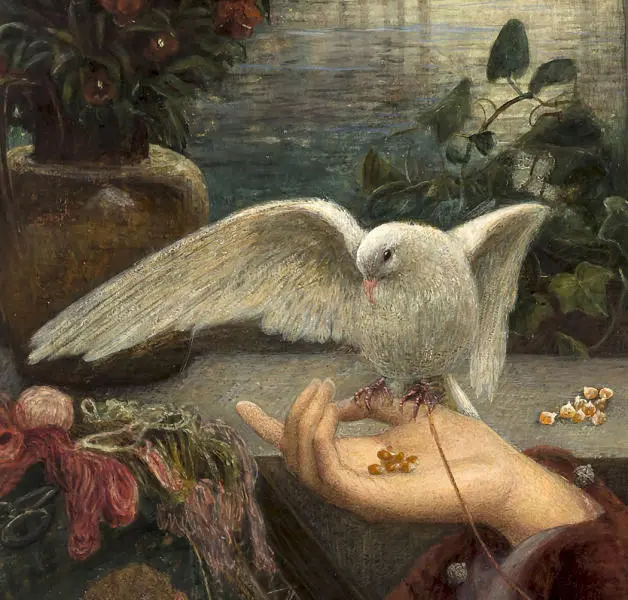 Love's Messenger Detail By Marie Spartali Stillman
