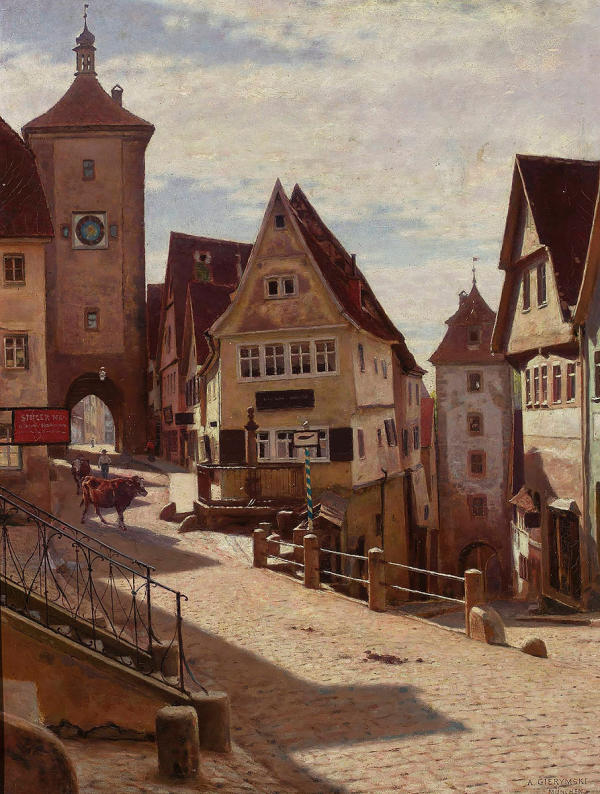 Corner of Plonlein in Rothenburg c1896 | Oil Painting Reproduction