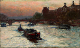 Evening by the River Seine Study c1892 By Aleksander Gierymski