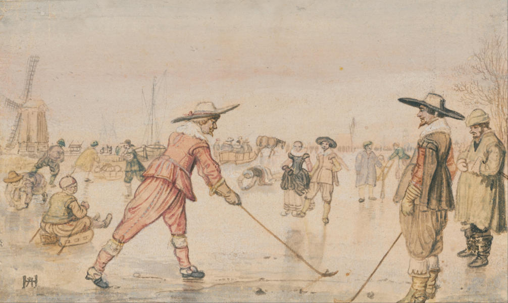 A Winter Scene With Two Gentlemen Playing Golf 1615 | Oil Painting Reproduction