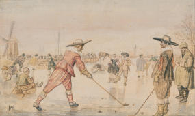 A Winter Scene With Two Gentlemen Playing Golf 1615 By Hendrick Avercamp