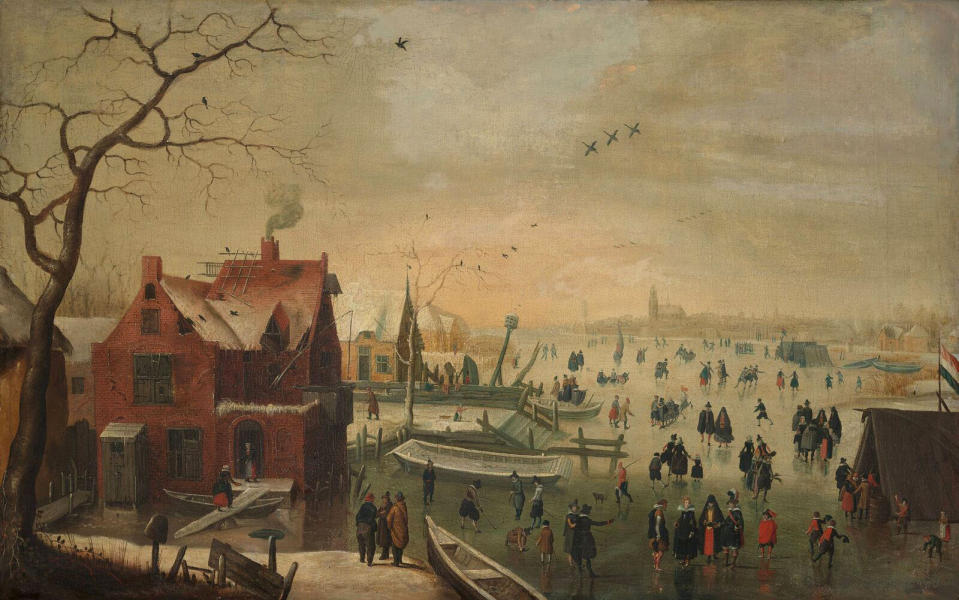 Ice Skating 1600-1700 by Hendrick Avercamp | Oil Painting Reproduction