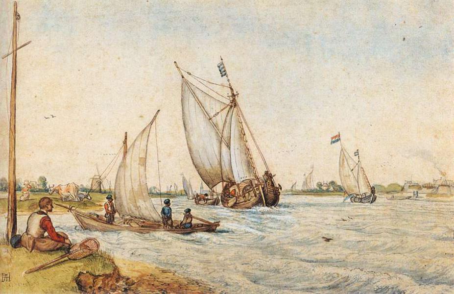 River Landscape 1600-1634 by Hendrick Avercamp | Oil Painting Reproduction