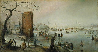 Skating Near A Town 1610 By Hendrick Avercamp