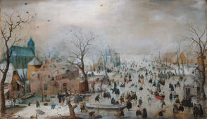 Winter Landscape With Ice Skaters 1608 By Hendrick Avercamp