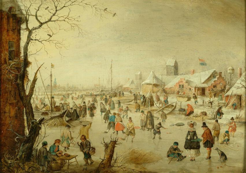Winter Landscape With Skaters 1600-1634 | Oil Painting Reproduction