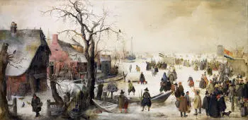 Winter Scene On A Canal 1615 By Hendrick Avercamp