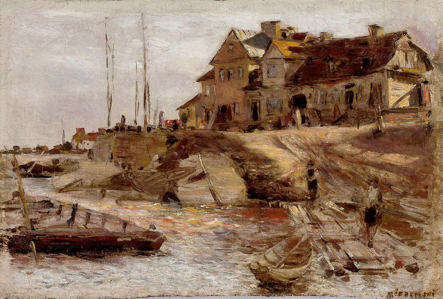 Harbour in Solec c1883 by Aleksander Gierymski | Oil Painting Reproduction