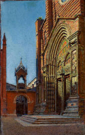 Portal of the Church of St. Anastasia in Verona By Aleksander Gierymski