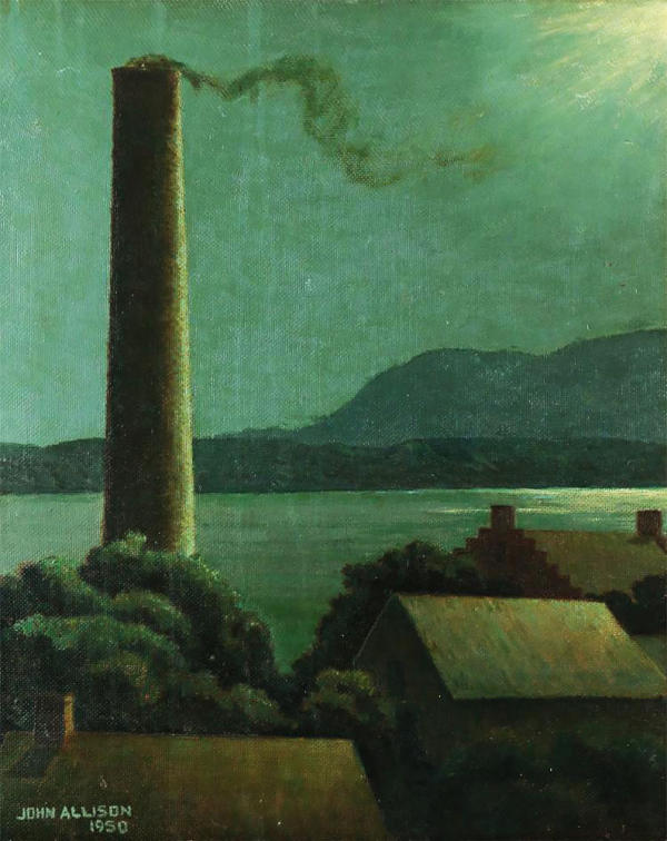 Chimney In Moonlight Hudson River | Oil Painting Reproduction