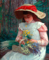 Girl With Spring Flowers By John William Allison