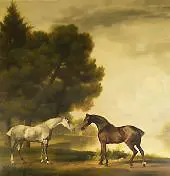 A Grey and a Bay in a Landscape By George Stubbs